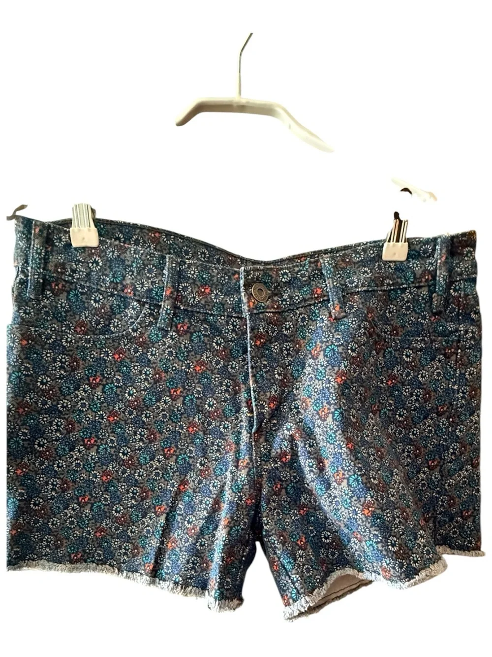 Floral Pattern Denim Shorts